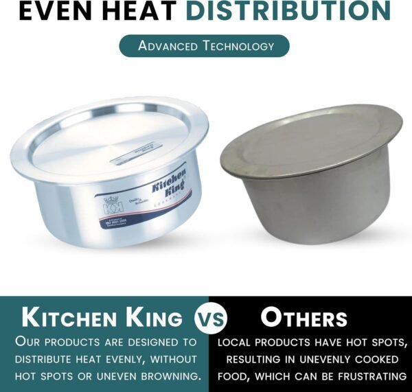 Kitchen King Pots and Pan Set 6 Pieces 12cm-14cm with Lids Aluminium Cooking Pots Indiana Baby Set Casseroles Cookware Set - Image 6