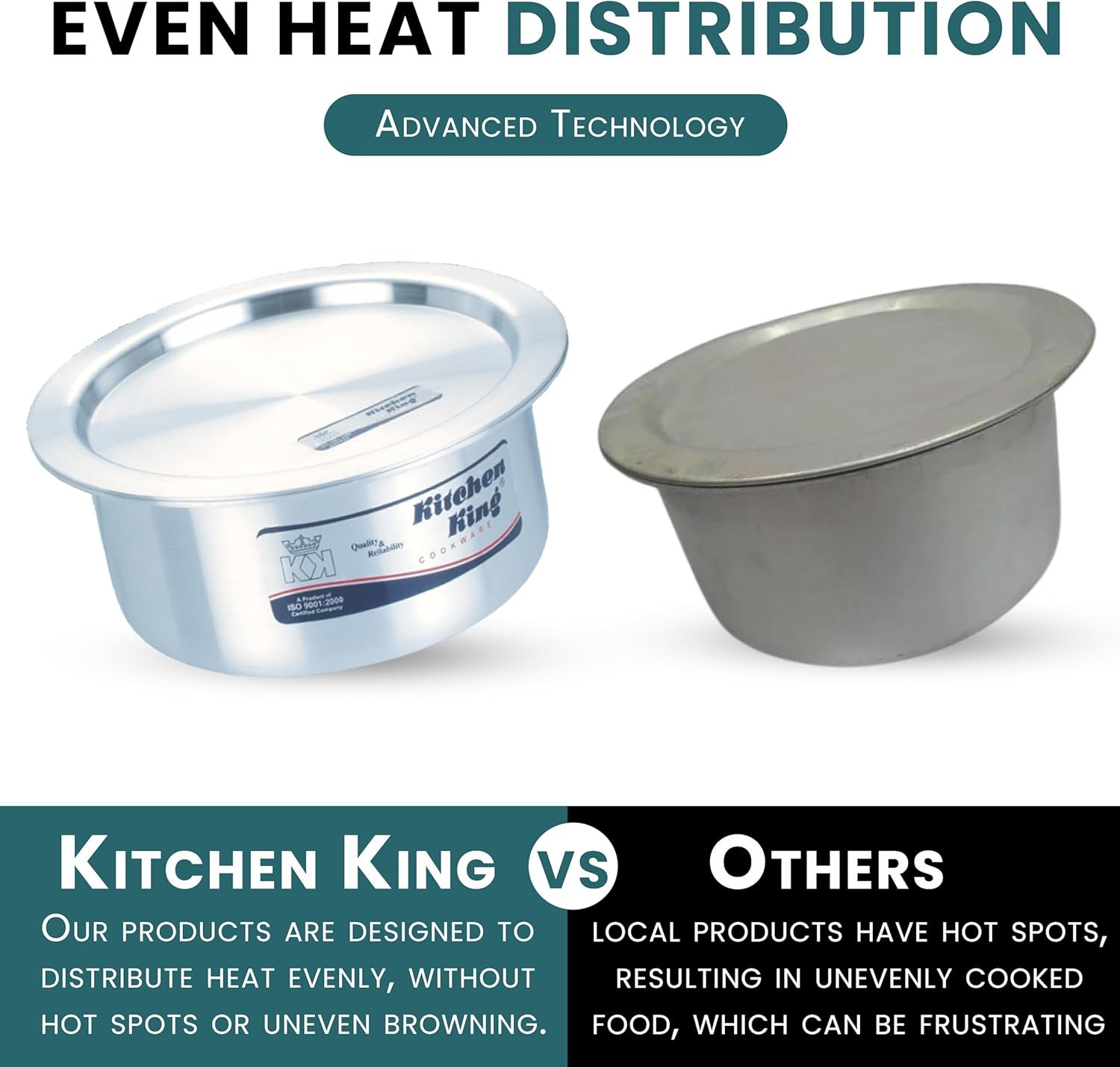 Kitchen King Pots and Pan Set 6 Pieces 12cm-14cm with Lids Aluminium Cooking Pots Indiana Baby Set Casseroles Cookware Set - Image 6