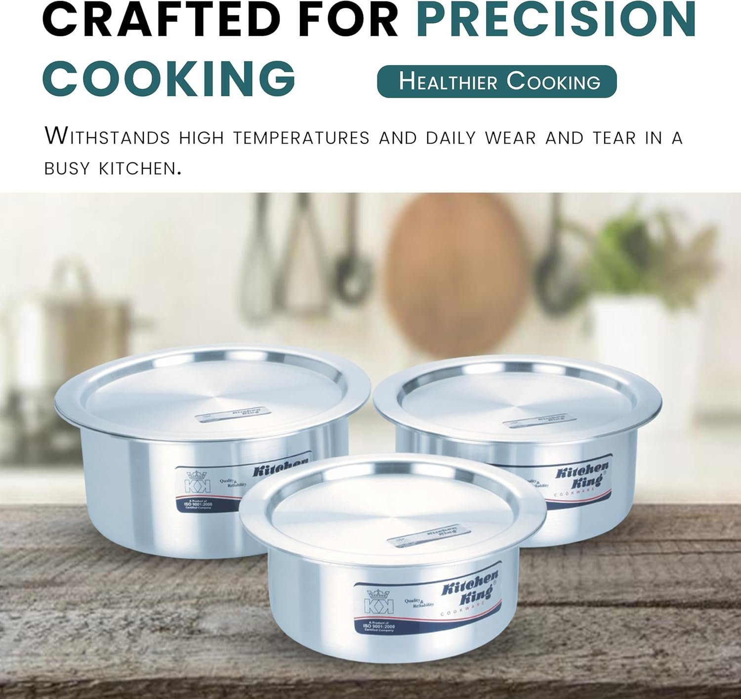 Kitchen King Pots and Pan Set 6 Pieces 12cm-14cm with Lids Aluminium Cooking Pots Indiana Baby Set Casseroles Cookware Set - Image 3