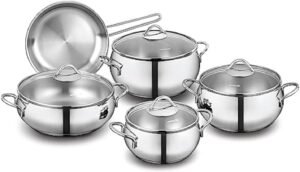 Korkmaz Stainless Steel Cooking Pot Set 9 Pcs Turkey
