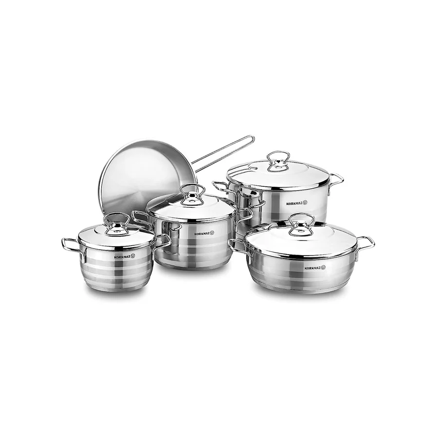 Korkmaz 9 Piece Cookware Set Stainless Steel - Image 4