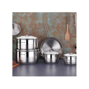 Korkmaz 9 Piece Cookware Set Stainless Steel