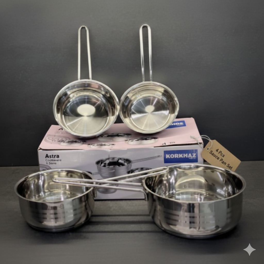 Korkmaz Stainless Steel 4Pcs Sauce Pan Set Turkey