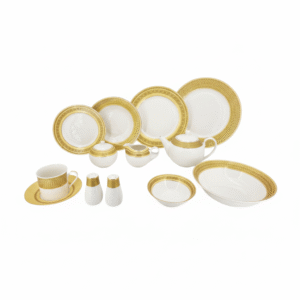 Golden Borders Ceramic 47pc Dinner Set