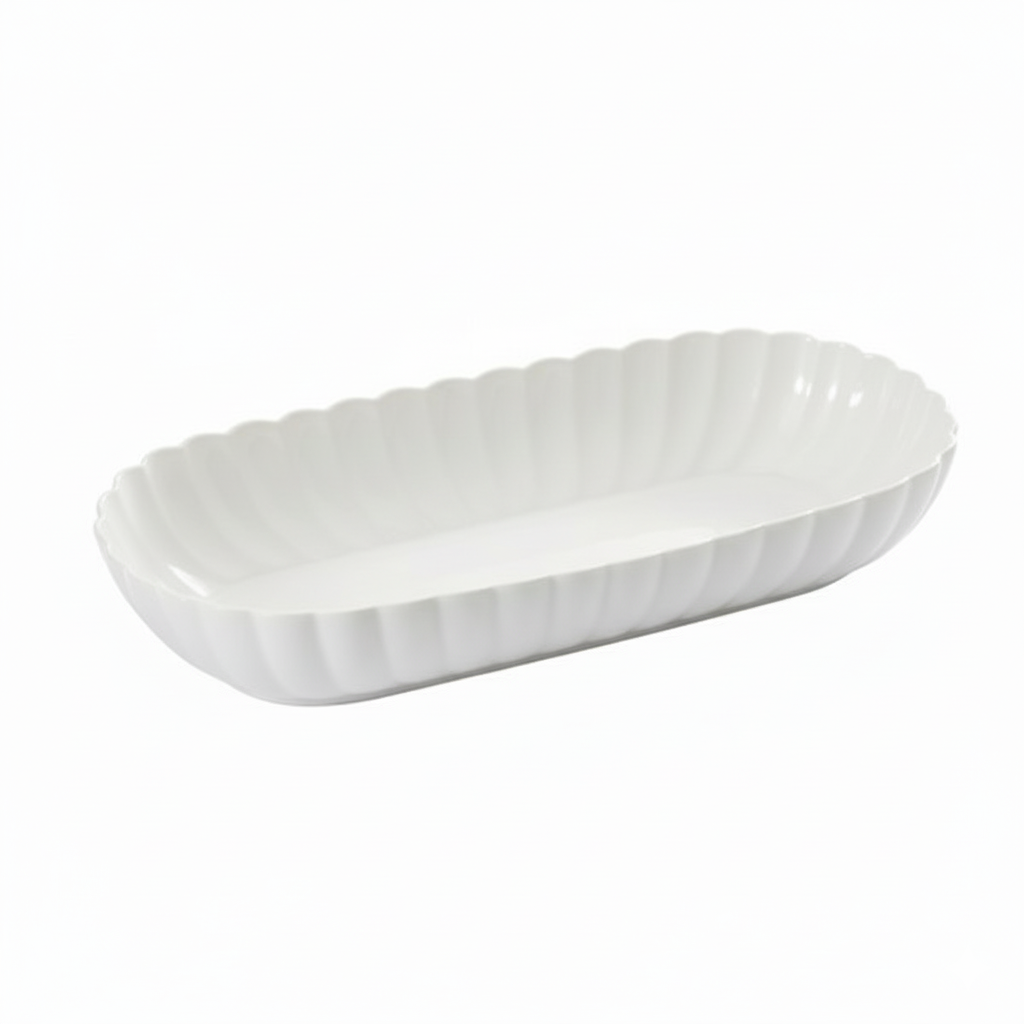 Symphony Alfresco Australia Groove Oval High Sided Serving Tray, White, 40x20x6cm