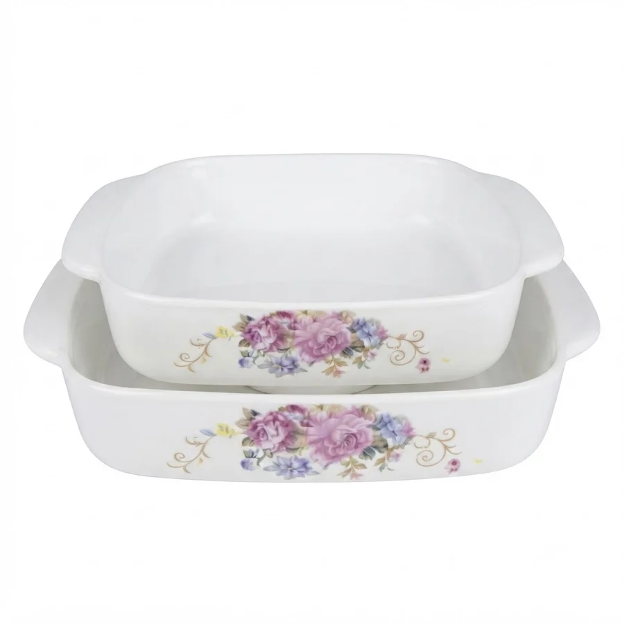 Danny Home Opal Glass Rectangular Dish set of 2 - Image 2