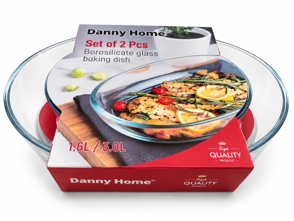 Danny Home Oval Baking Pan Set 2pcs 1.6L+3.0L - Image 2