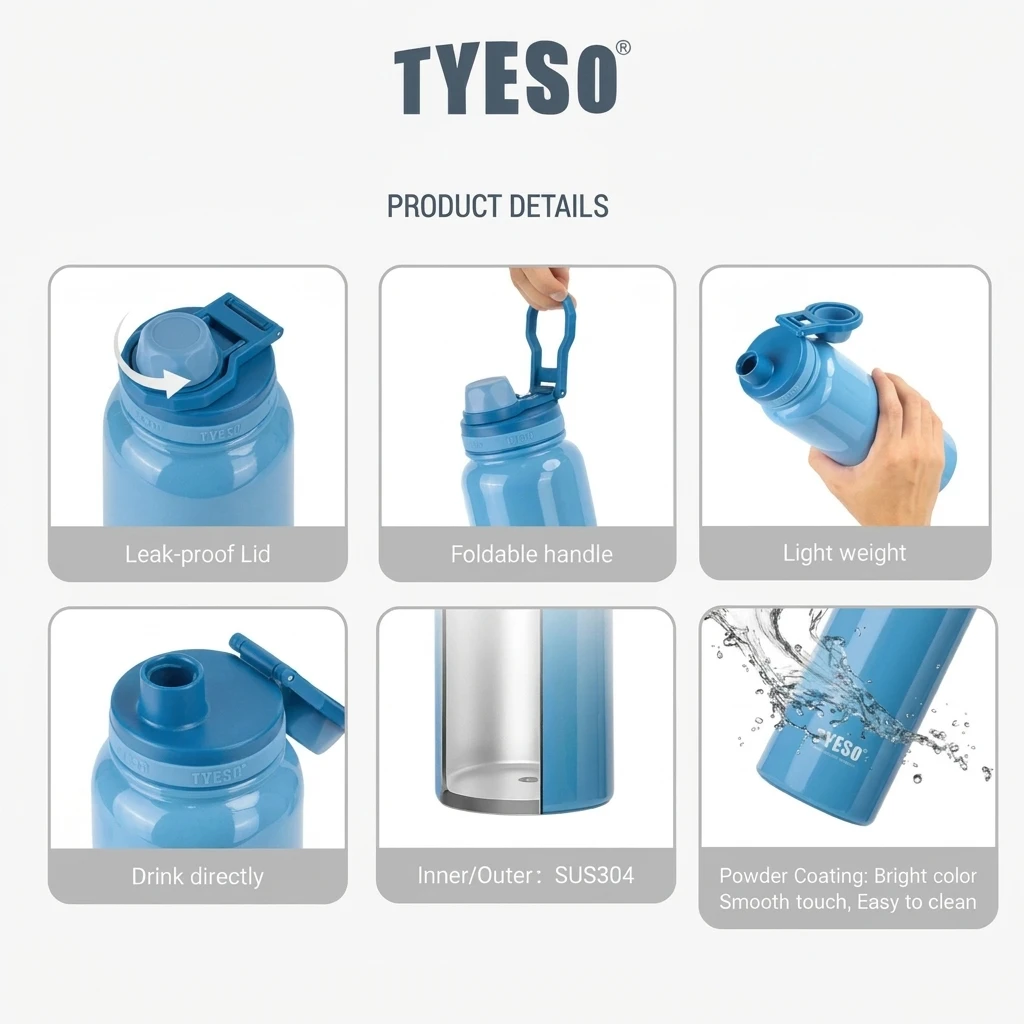 Tyeso Vacuum Insulated Stainless Steel Bottle Colors and Size Available - Image 8