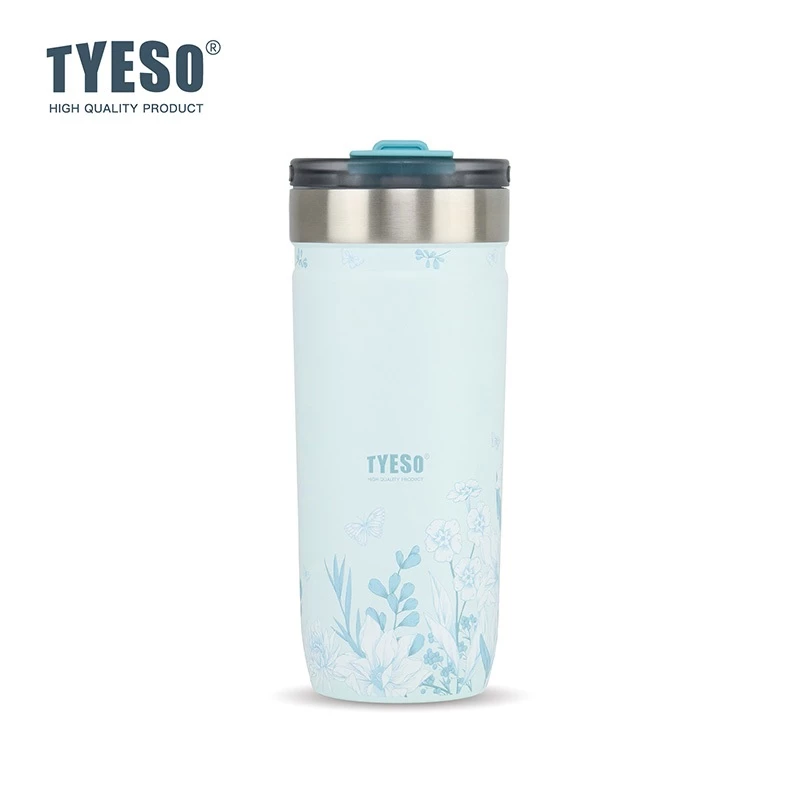 TYESO Floral In-Bloom Opaline Stainless Steel VACUUM INSULATED TUMBLER Pop-up Straw Leak-proof Temperature Retention (710ml), Colors Available - Image 5