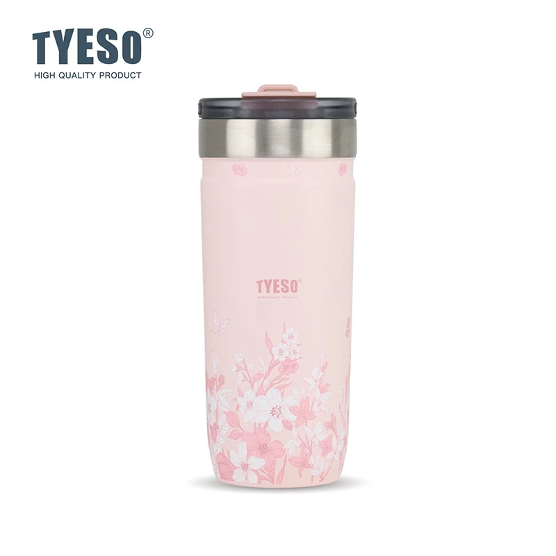 TYESO Floral In-Bloom Opaline Stainless Steel VACUUM INSULATED TUMBLER Pop-up Straw Leak-proof Temperature Retention (710ml), Colors Available - Image 7