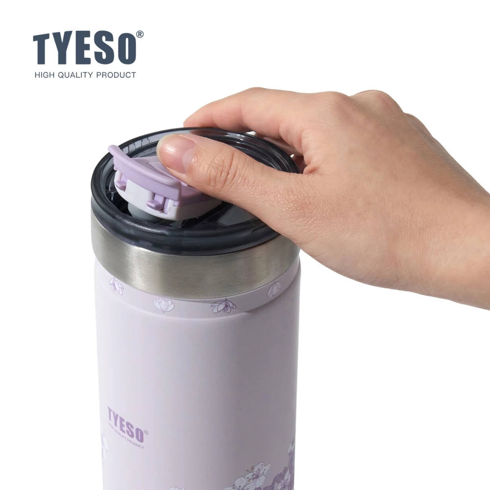 TYESO Floral In-Bloom Opaline Stainless Steel VACUUM INSULATED TUMBLER Pop-up Straw Leak-proof Temperature Retention (710ml), Colors Available - Image 6
