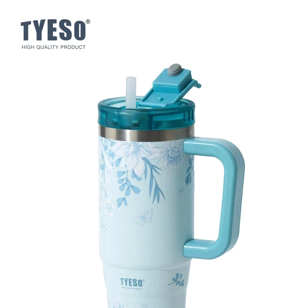 TYESO Floral In Bloom Aura Tumbler 900ml Stainless Steel Leakproof - Image 2