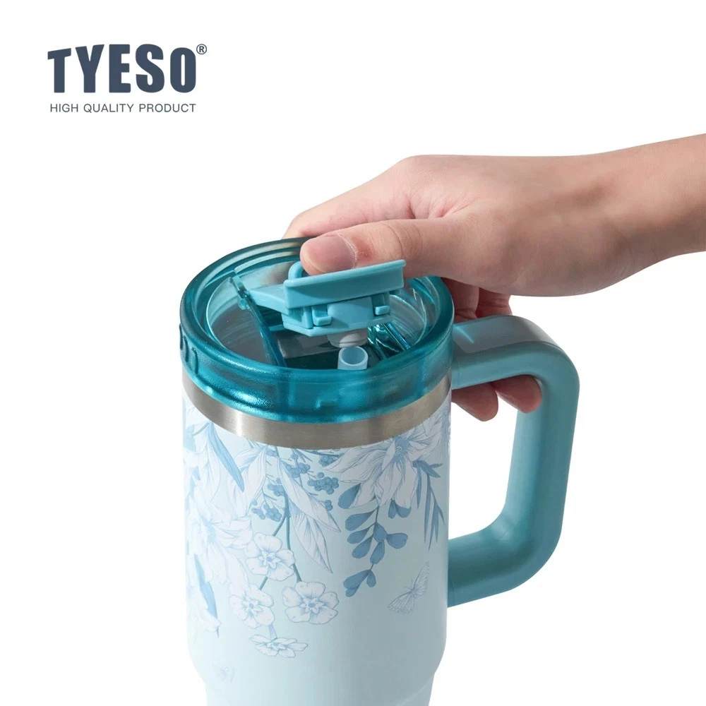 TYESO Floral In Bloom Aura Tumbler 900ml Stainless Steel Leakproof - Image 3